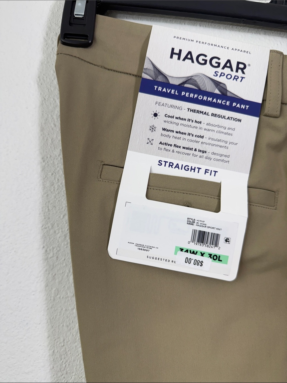 Haggar Men's Straight-Front Khaki Chinos